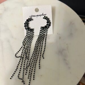Free People Black Beaded Tassel Earrings‎